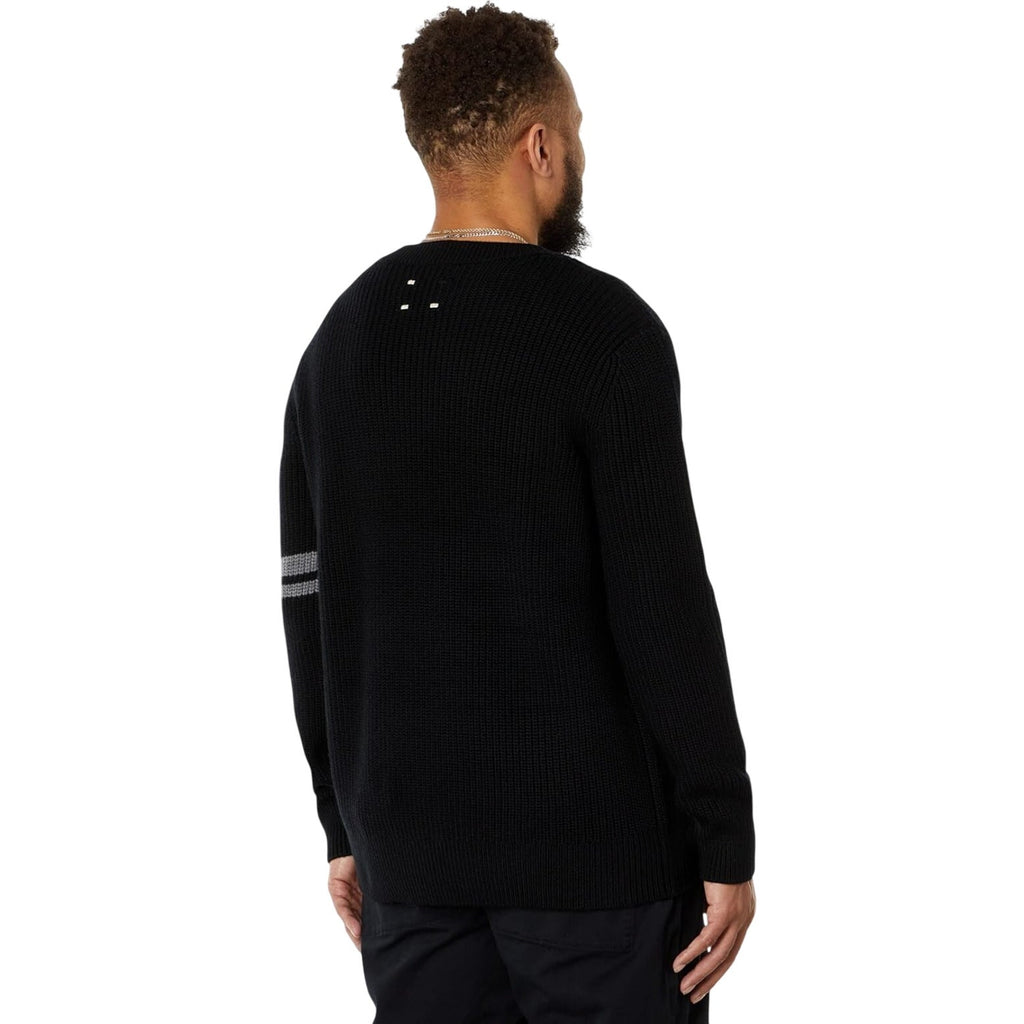 LABEL Men's Go-To Sweater XS Black Grey Merino Wool Knit Crewneck Pullover NWT
