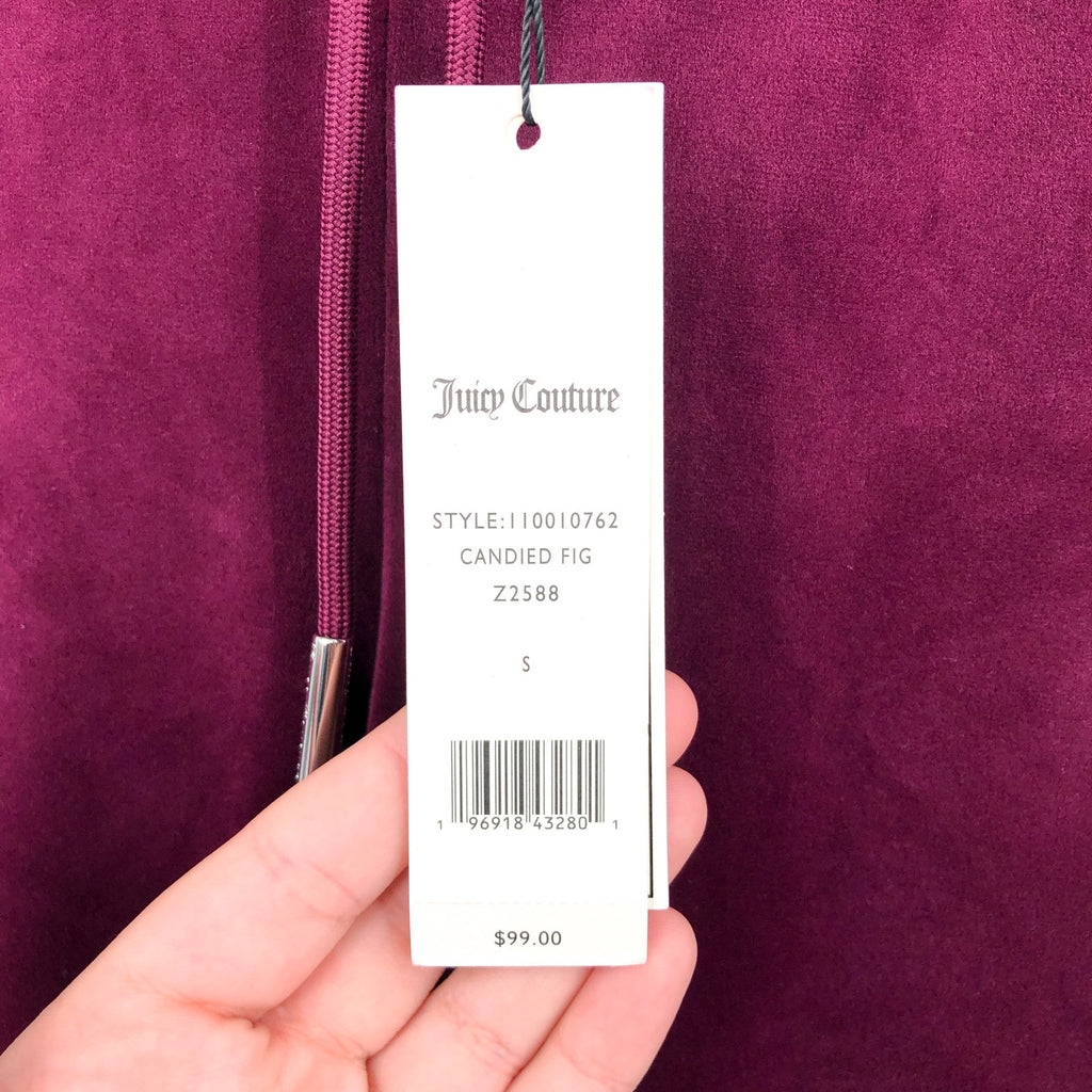 JUICY COUTURE Women's OG Big Bling Velour Track Pants Small Red Candied Fig NWT