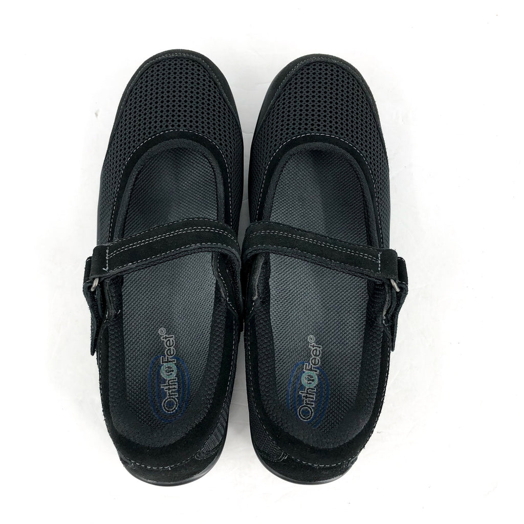 ORTHOFEET Womens Chattanooga Mary Jane Flat US 11 Narrow Black Suede NIB