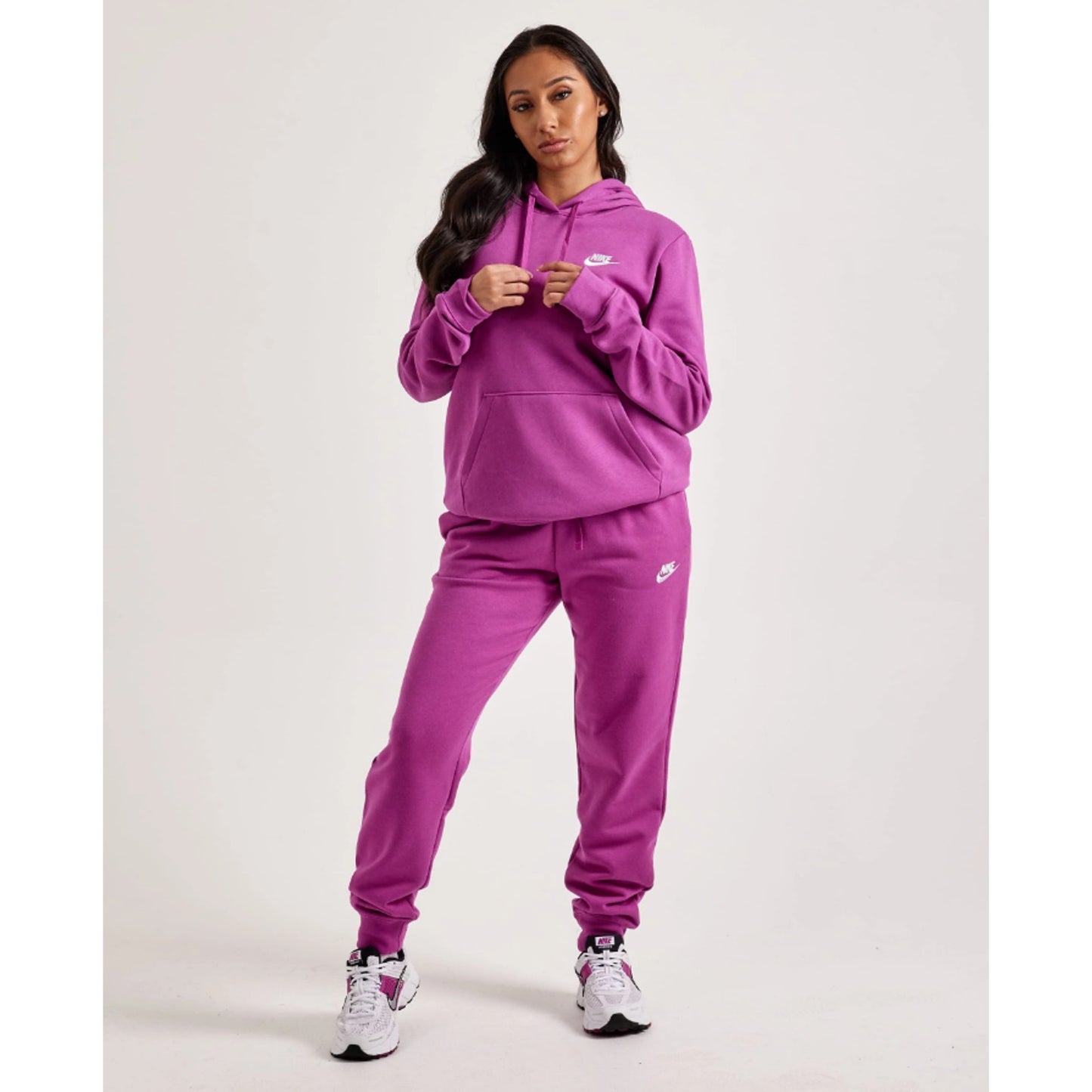 NIKE Womens Club Hoodie 2X Pink Fuschia Fleece Pullover Sweatshirt NWT