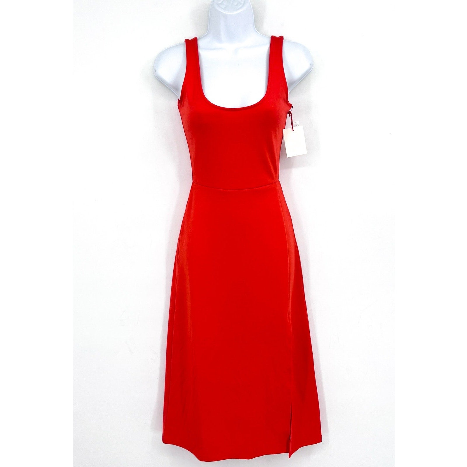 OPEN EDIT Women's Scoop Neck Midi Tank Dress XS Orange Sleeveless Bodycon NWT