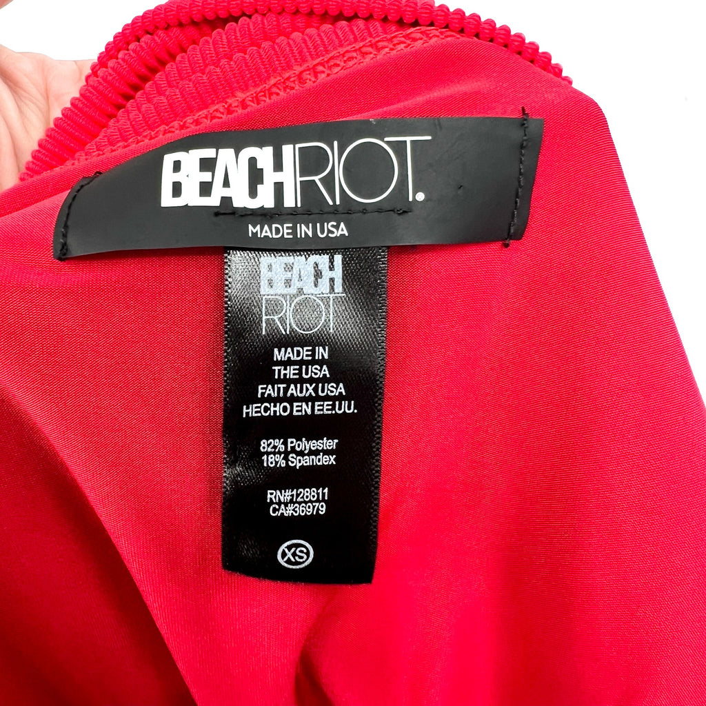 BEACH RIOT Women's Highway Bikini Bottom XS Red Ribbed High Waist NWOT