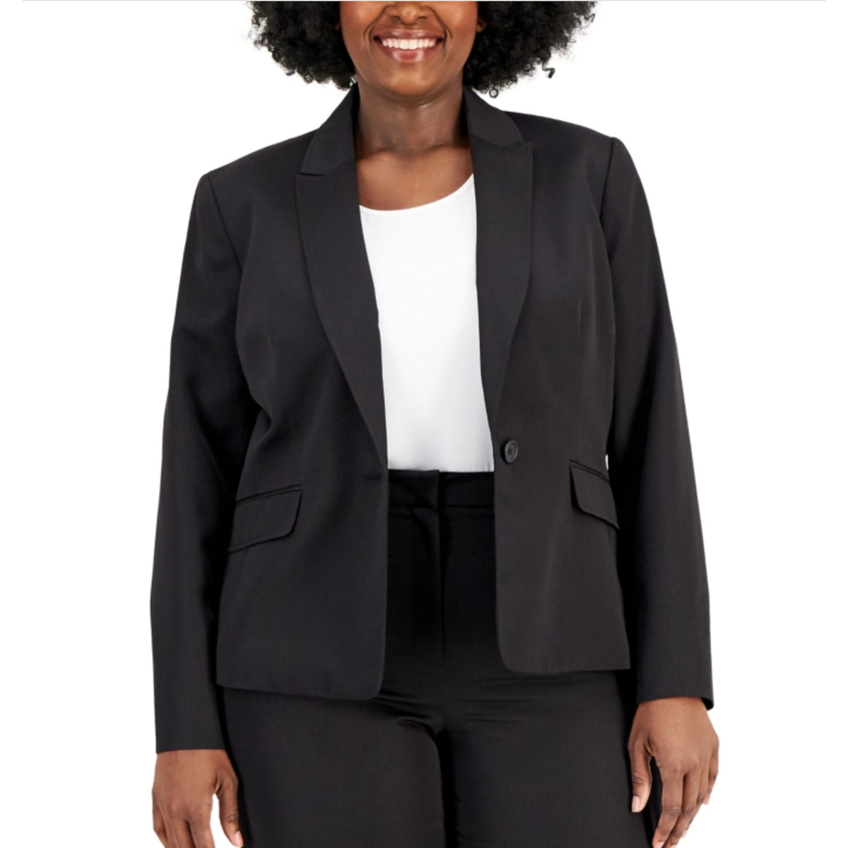 LE SUIT Women's Single Button Suit Jacket Size 24W Black Blazer NWT