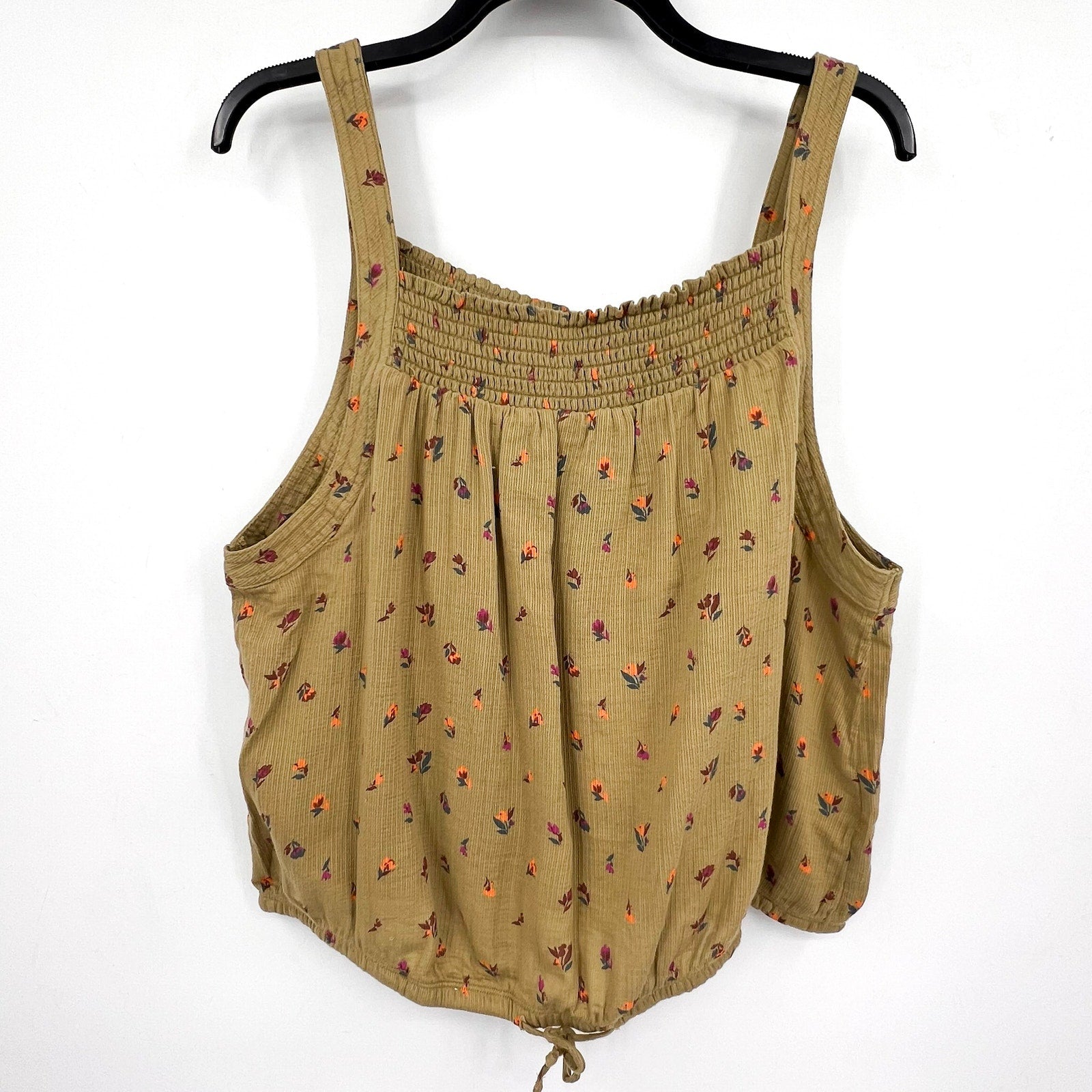 PRANA Women's Little Palm Cami Tank Top XL Green Floral Sweet Grass Meadow NWT