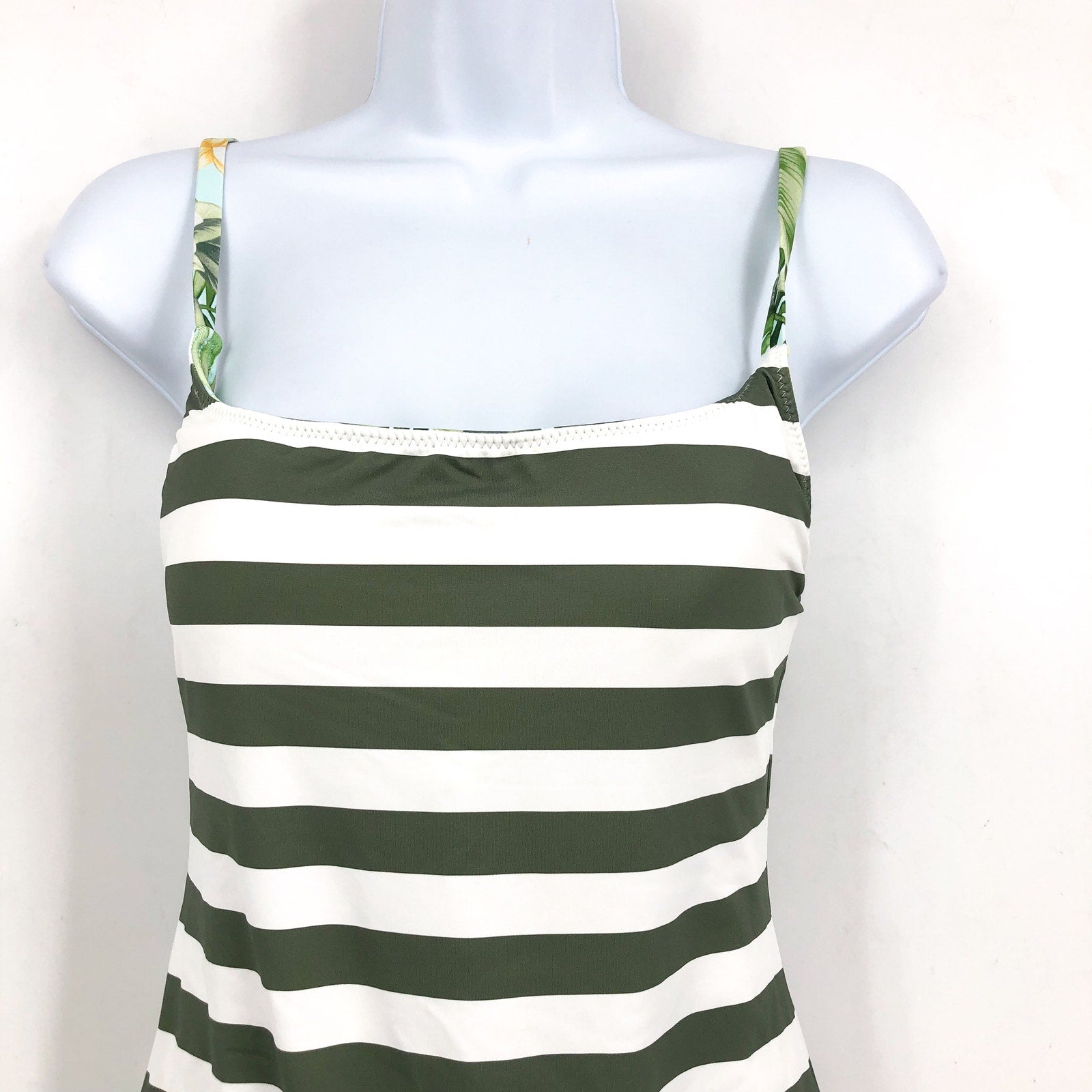 TOMMY BAHAMA Paradise Frond Reversible One-Piece Swimsuit Size 4 Green White NWT
