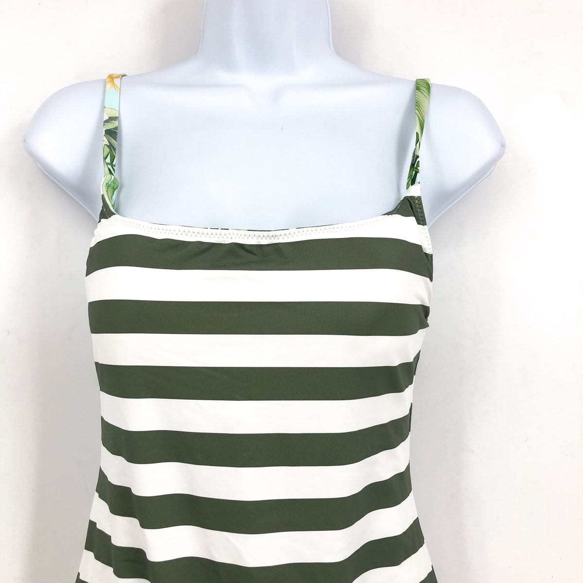 TOMMY BAHAMA Paradise Frond Reversible One-Piece Swimsuit Size 4 Green White NWT