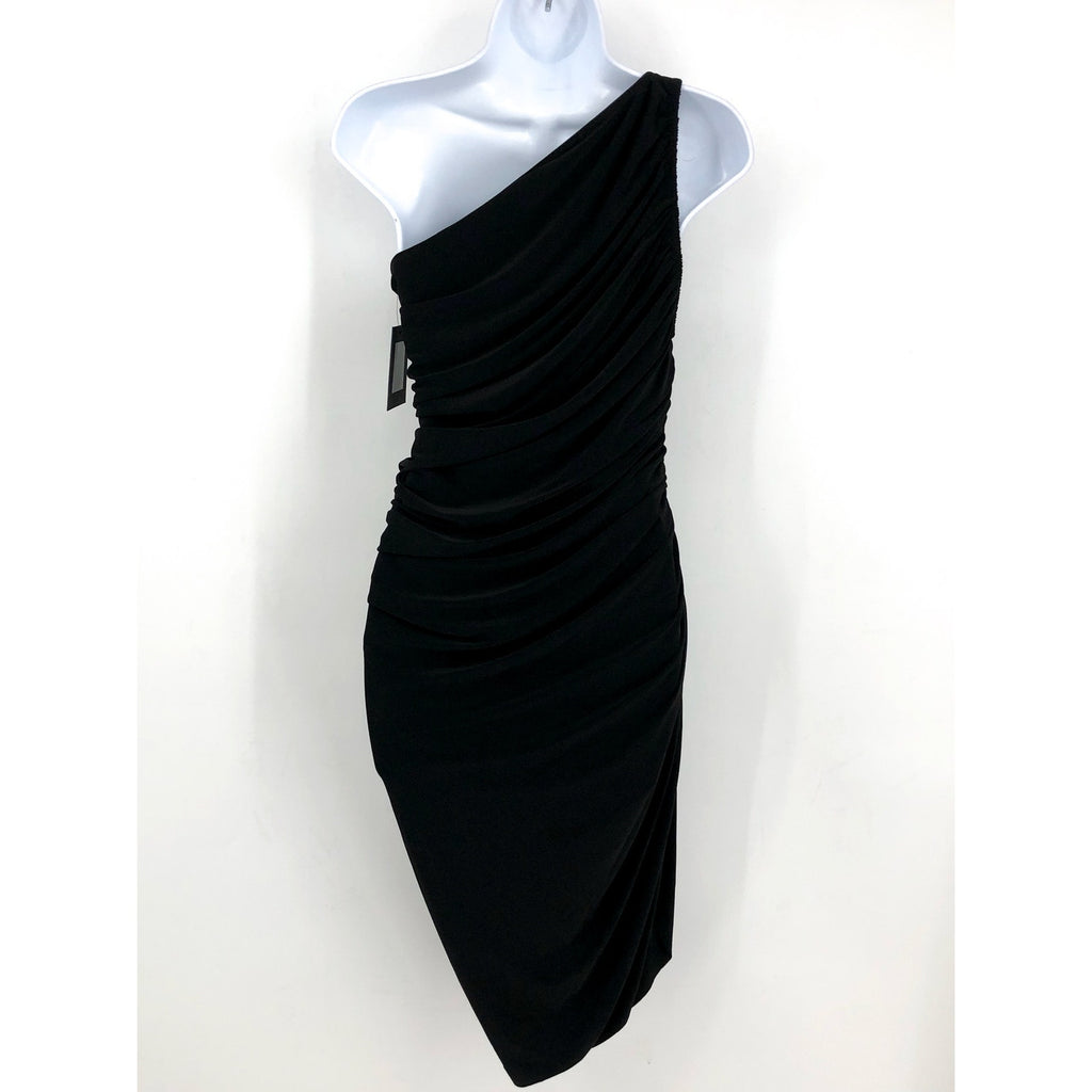 NORMA KAMALI Women's Diana One Shoulder Mini Dress Small/36 Black Ruched NWT