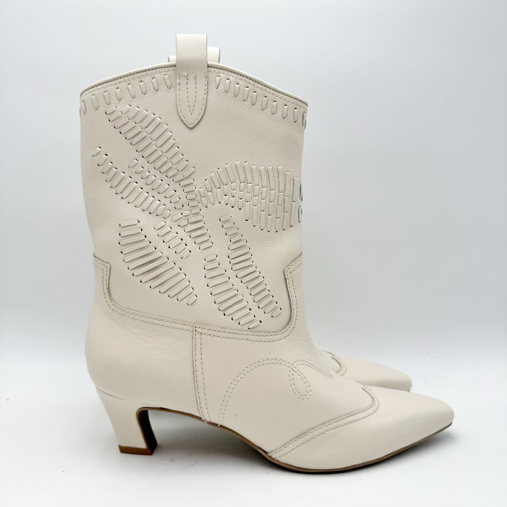 Dolce Vita Womens Tavla Short Western Boots Size 8.5 M Off White Leather NWOB