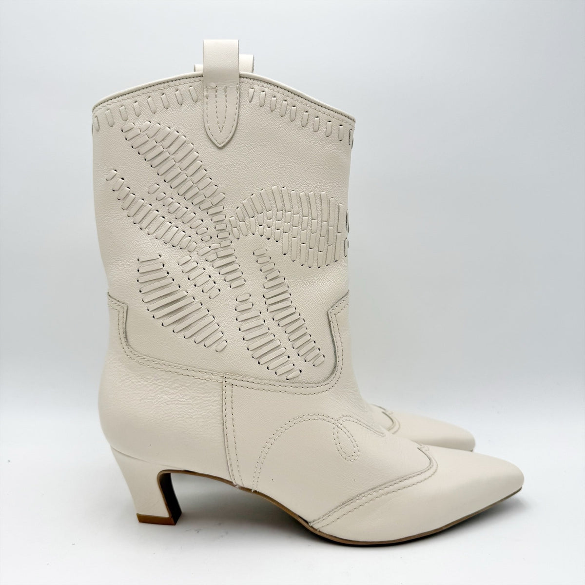 Dolce Vita Womens Tavla Short Western Boots Size 8.5 M Off White Leather NWOB
