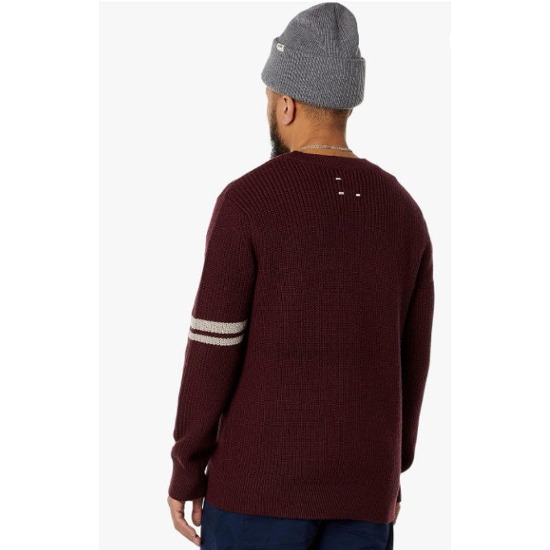 LABEL Men's Go-To Sweater XXL Burgundy Red Putty Knit Crewneck MERINO WOOL NWT