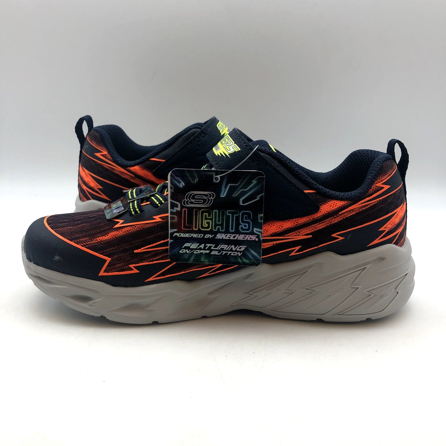 SKECHERS Boys Light Storm 2.0 Bolt Brights Sneakers Size 2.5 Orange Green NIB