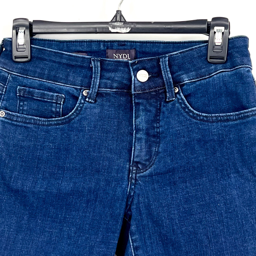 NYDJ Womens Ella Denim Shorts Size 6 PETITE Dark Blue Arise 8" Inseam NWT