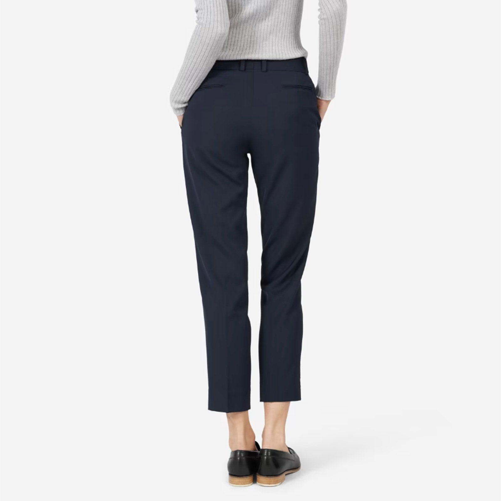 EVERLANE Women's The Italian GoWeave Crop Trouser Pants Size 10 Navy Blue NWT