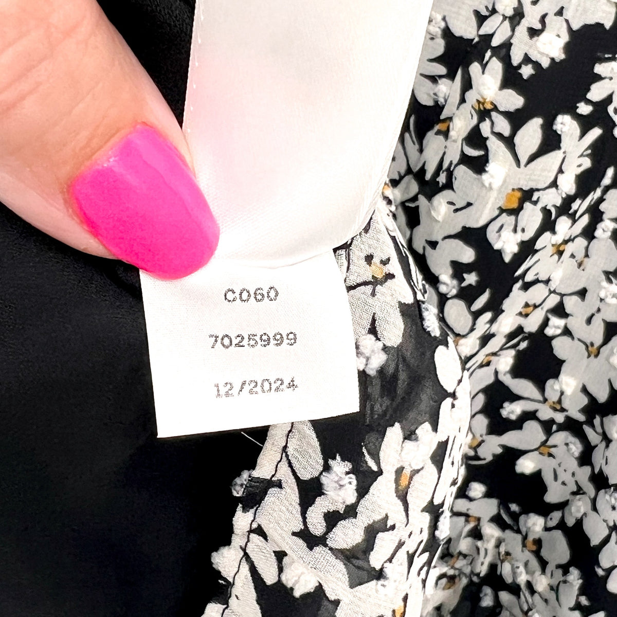 CECE Women's Floral Print Midi Dress Small Black White Smocked Waist NWT
