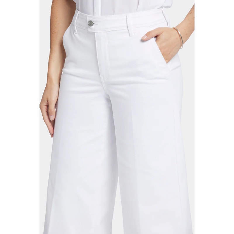 NYDJ Women's Mona Wide Leg Trouser Ankle Jeans Size 6 Optic White Denim NWT