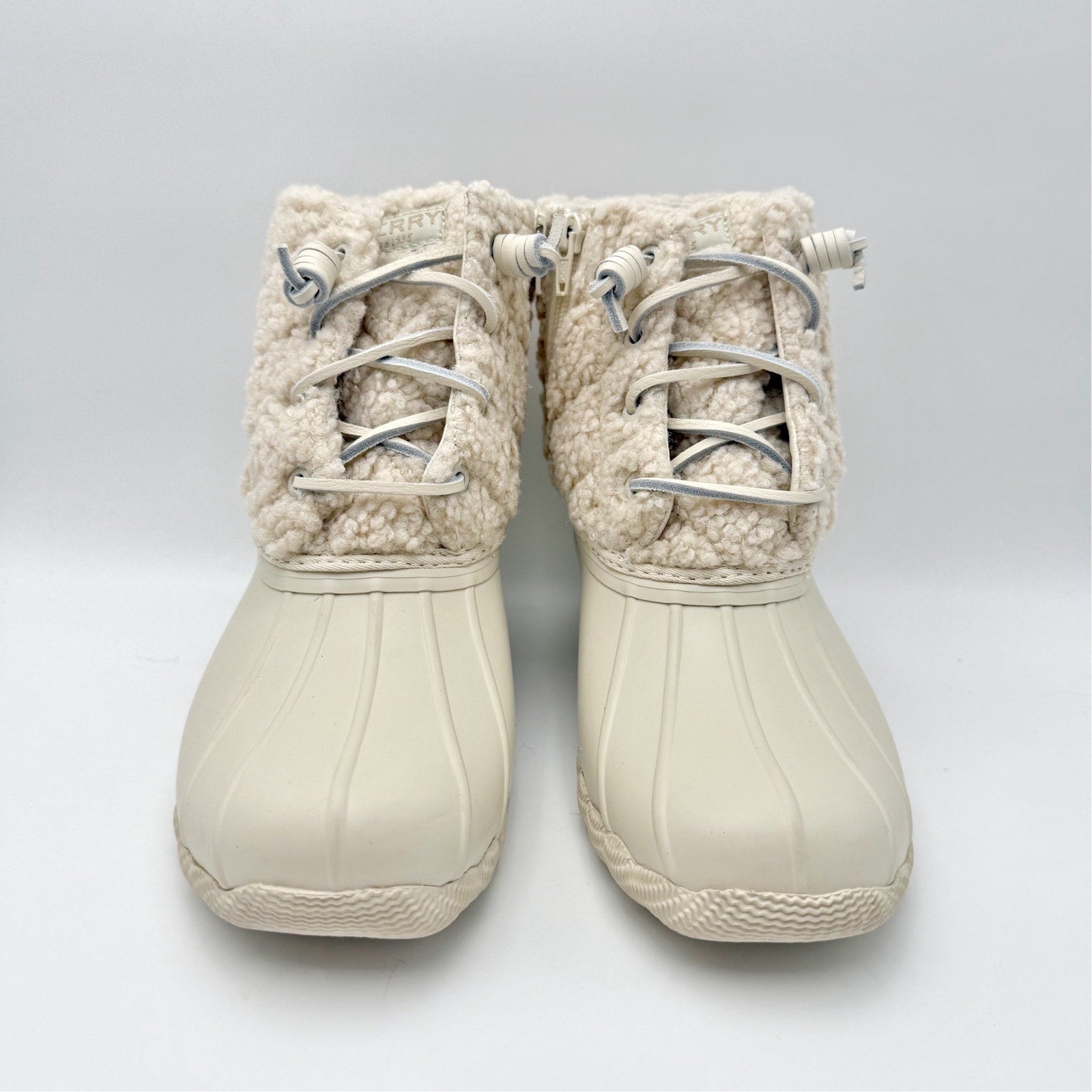 Sperry Womens Saltwater Ankle Booties US 7 EU 37.5 White Sherpa NIB