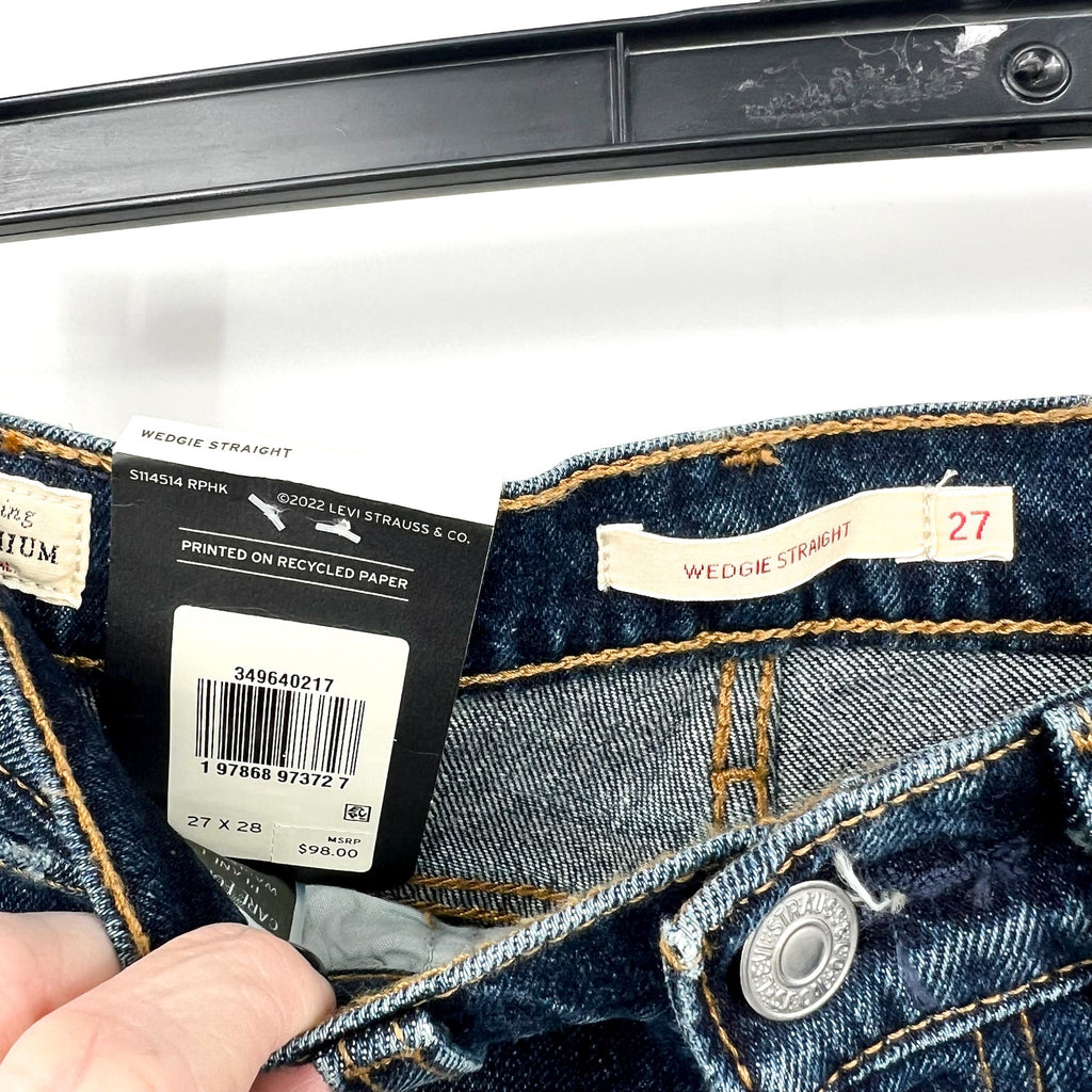 Levi's Womens Wedgie Straight Ankle Jeans 27x28 Indifferent Indigo 349640217 NWT