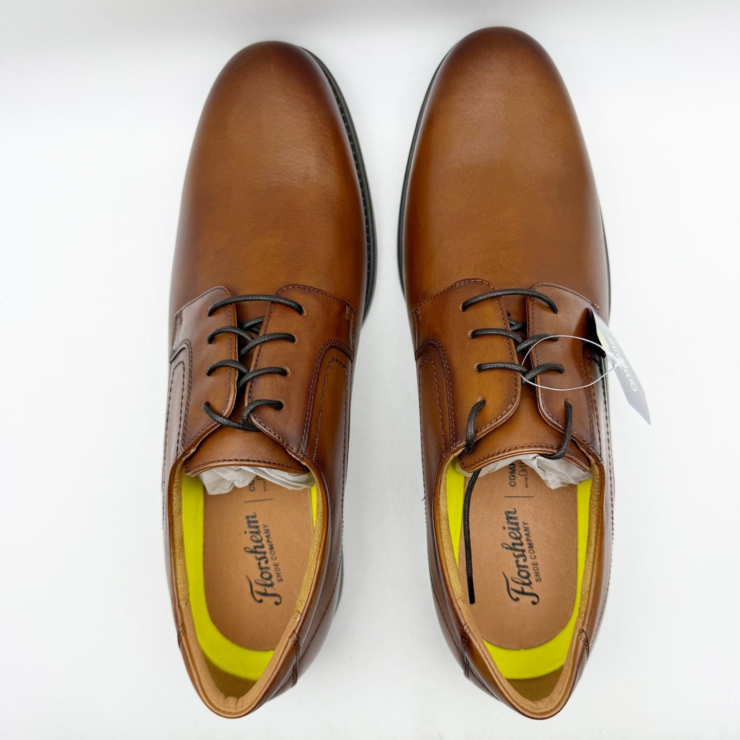 Florsheim Mens Midtown Plain Toe Oxford Shoes US 14 D EU 47 Brown Leather NIB