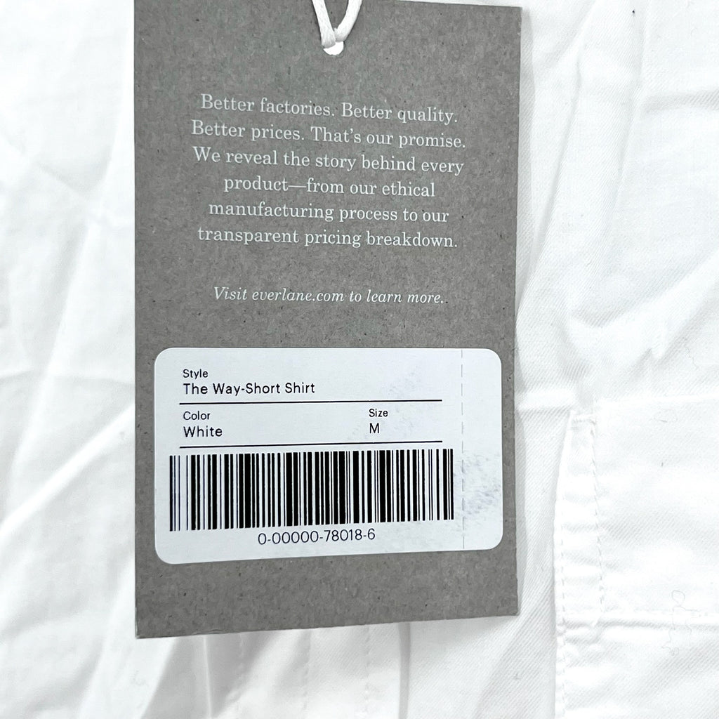 EVERLANE Womens The Way-Short Shirt in Silky Cotton Medium White Long Sleeve NWT