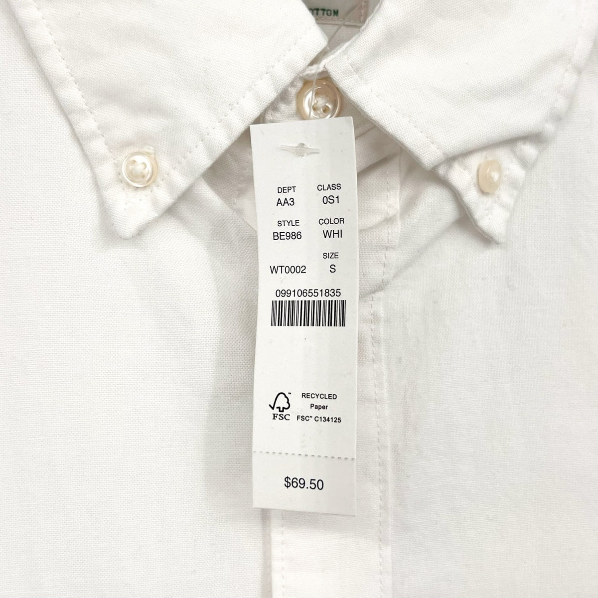 J.CREW Mens Broken-in Oxford Shirt Small White Short-sleeve Cotton BE986 NWT