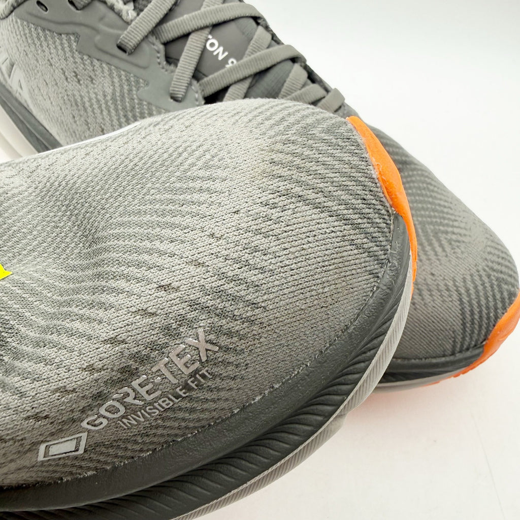 Hoka Mens Clifton 9 GTX Running Sneakers US 10 D Grey Orange WP Athletic NWOB