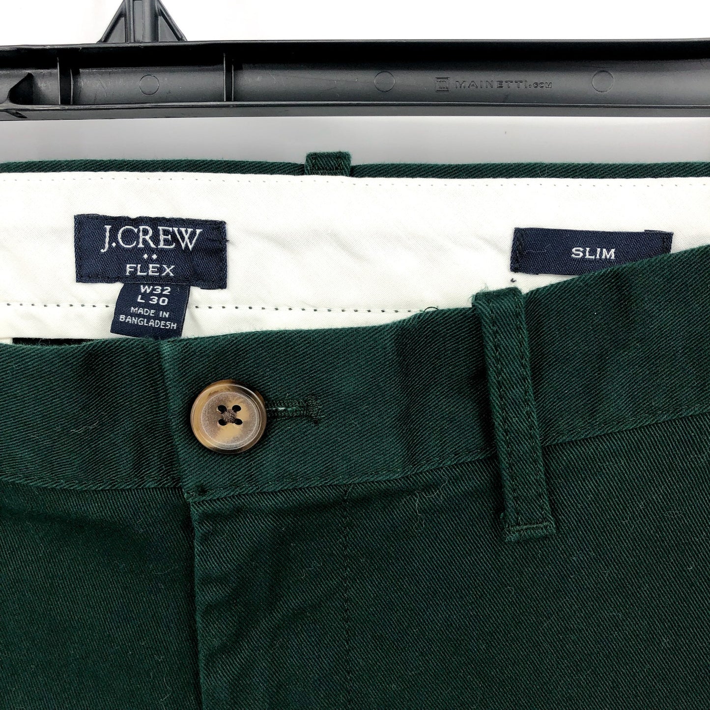 J.CREW Men's Slim-fit Flex Chino Pants 32x30 Dark Green Flat Front H3167 NWOT