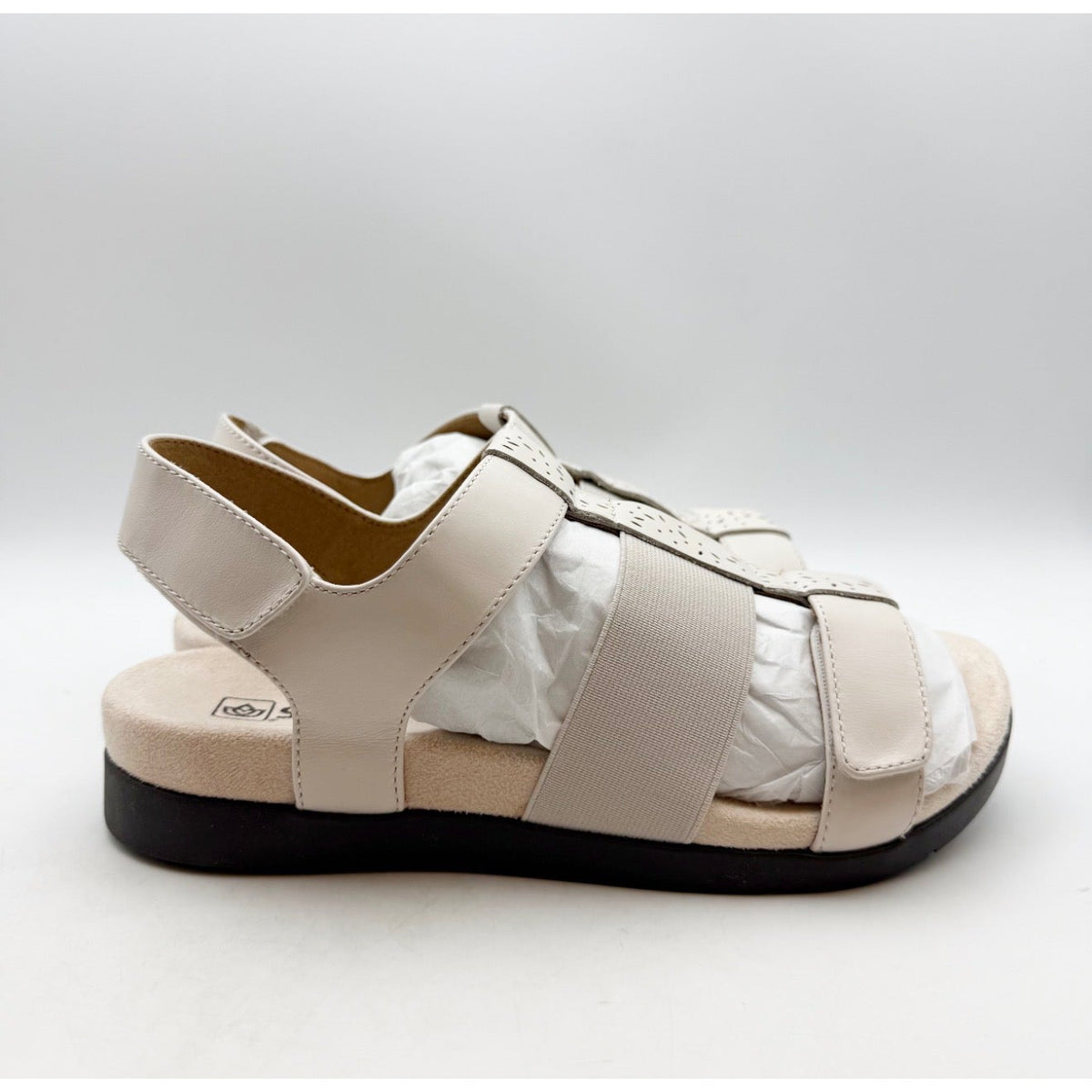 Spenco Womens Anabel Hook & Loop Sandal Size 7.5 Wide Bridal Blush Cream NIB
