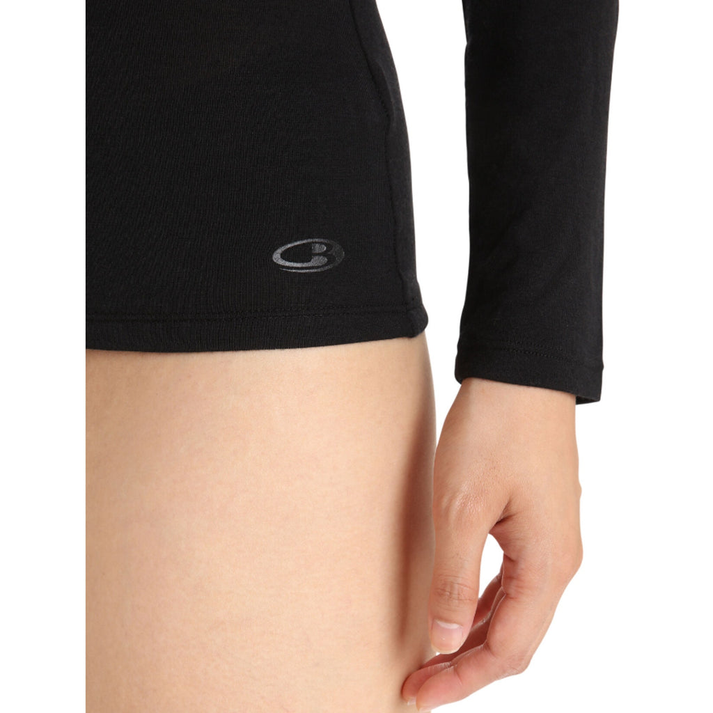 ICEBREAKER Women's Merino 150 Siren Long Sleeve Sweetheart Top Large Black NWT
