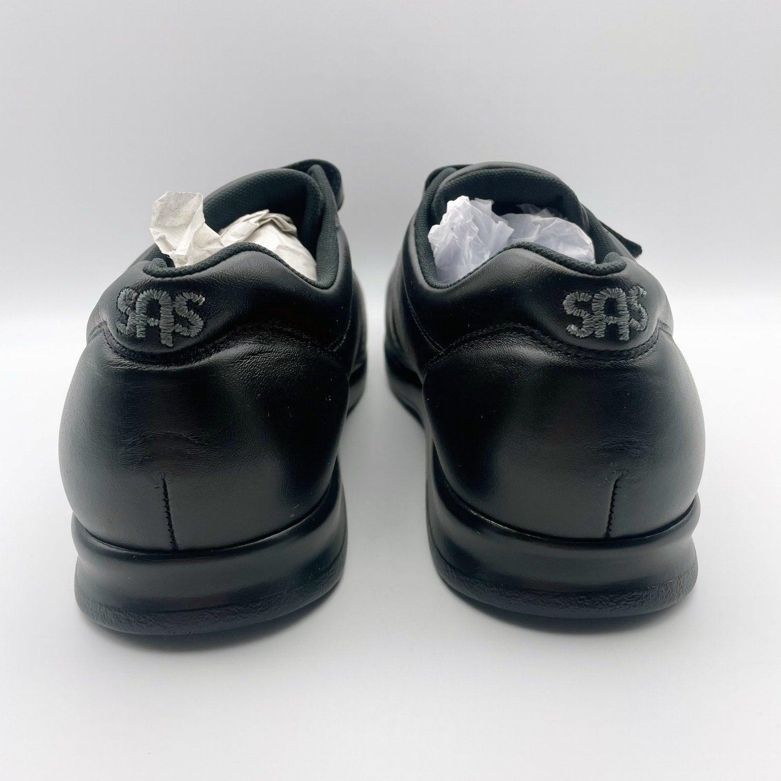 SAS Womens Me Too Adjustable Comfort Shoes US 11.5 WW EU 42 Black Leather NIB