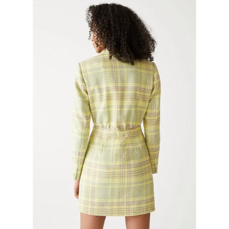 & OTHER STORIES Women's Blazer Mini Dress Size 4 Green Plaid Long Sleeve NWT