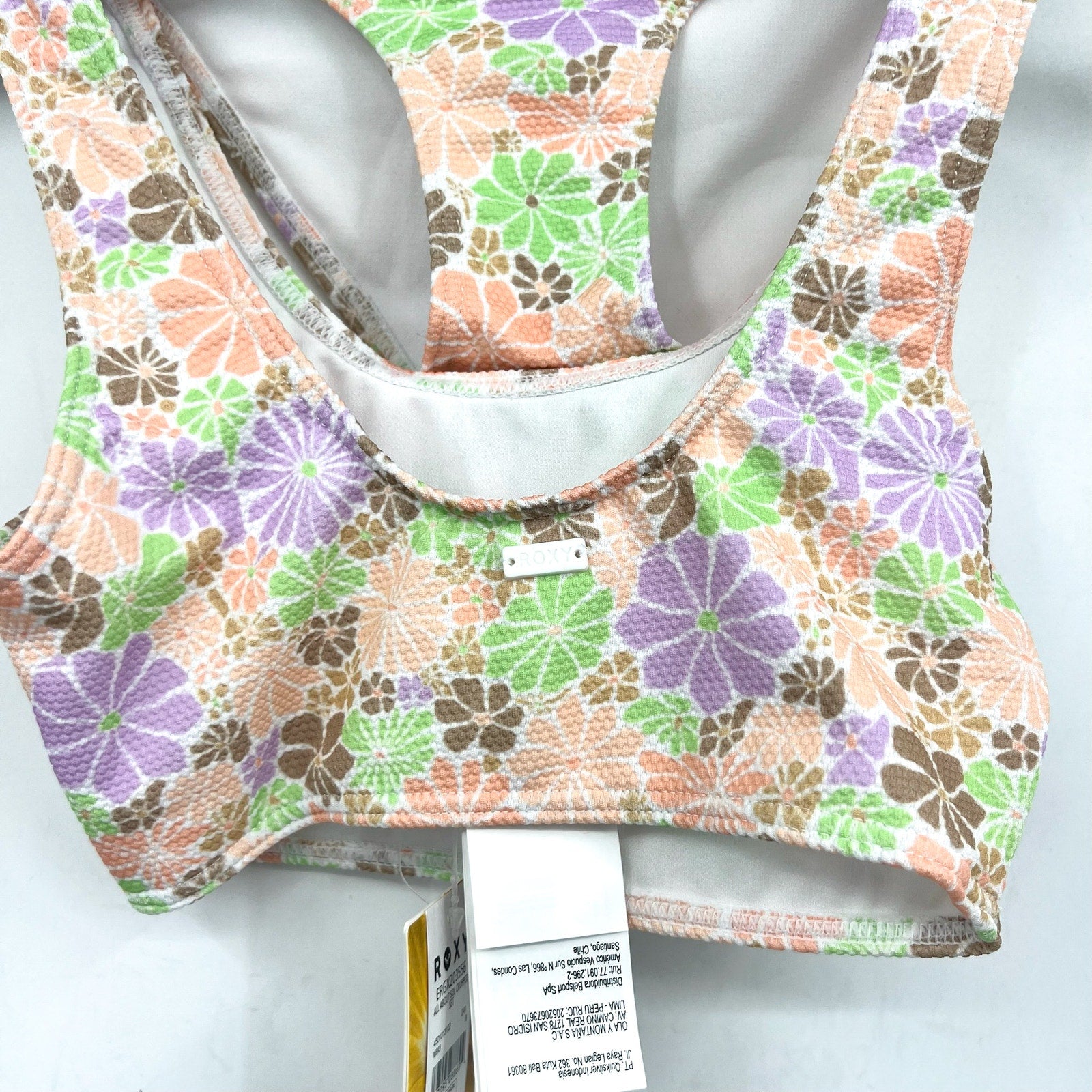 ROXY Girl's All About Sol Cropped Bikini Set Size 16 Pink Pastel Floral NWT