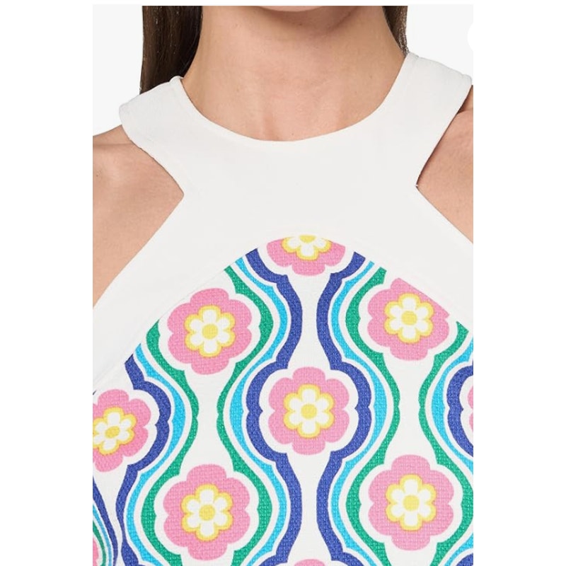 TRINA TURK Women's Halter Triton Dress Size 4 Gulfstream White Multi Floral NWT