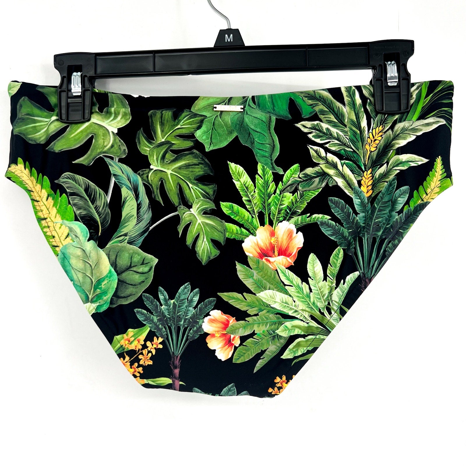 SEA LEVEL SWIM Women's Lotus Mid Rise Bikini Bottom Size 8 Black Green Print NWT