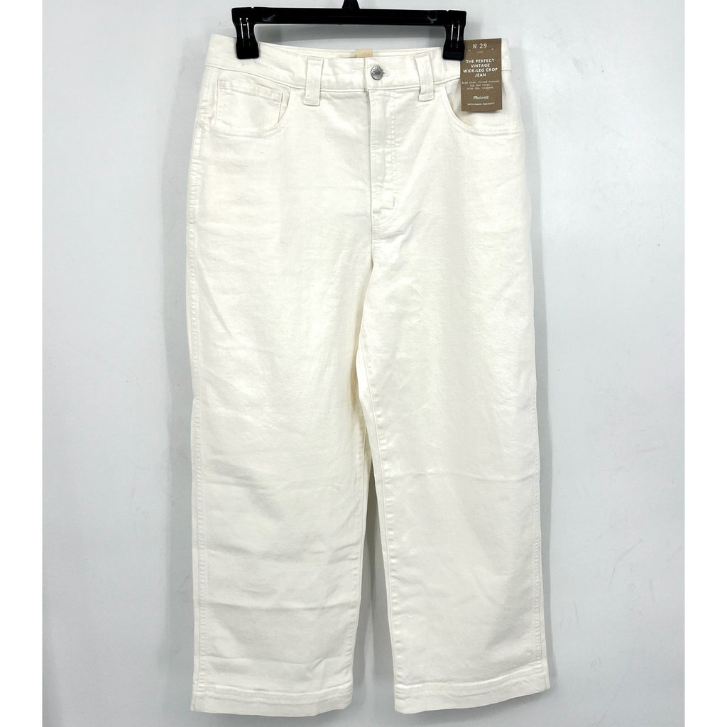 MADEWELL Womens Perfect Vintage Wide-Leg Crop Jeans Size 29 US 8 White NT995 NWT