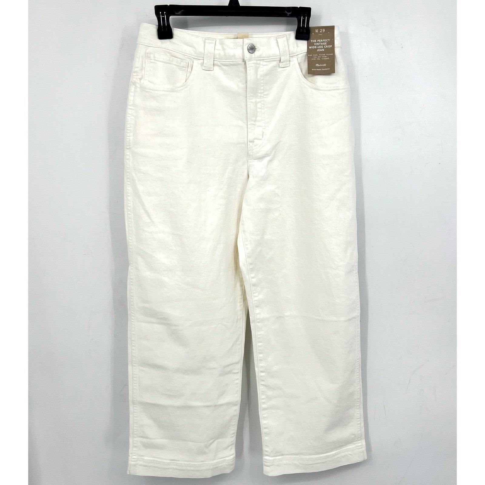 MADEWELL Womens Perfect Vintage Wide-Leg Crop Jeans Size 29 US 8 White NT995 NWT