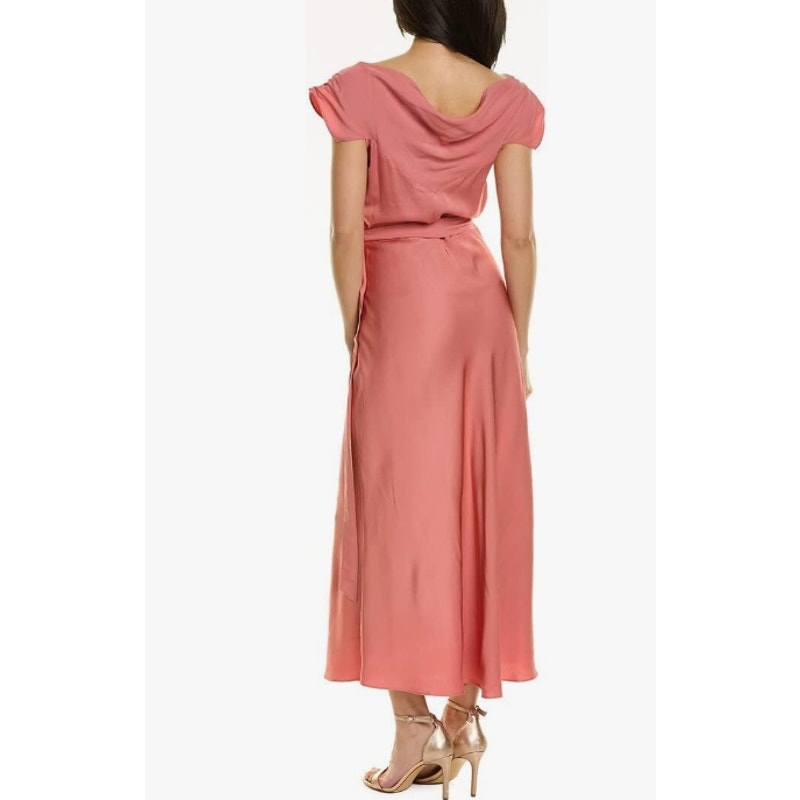TED BAKER Women's Noemi Midi Dress Size 3 US 8 Dusky Pink V-Neck Bias Cut NWT