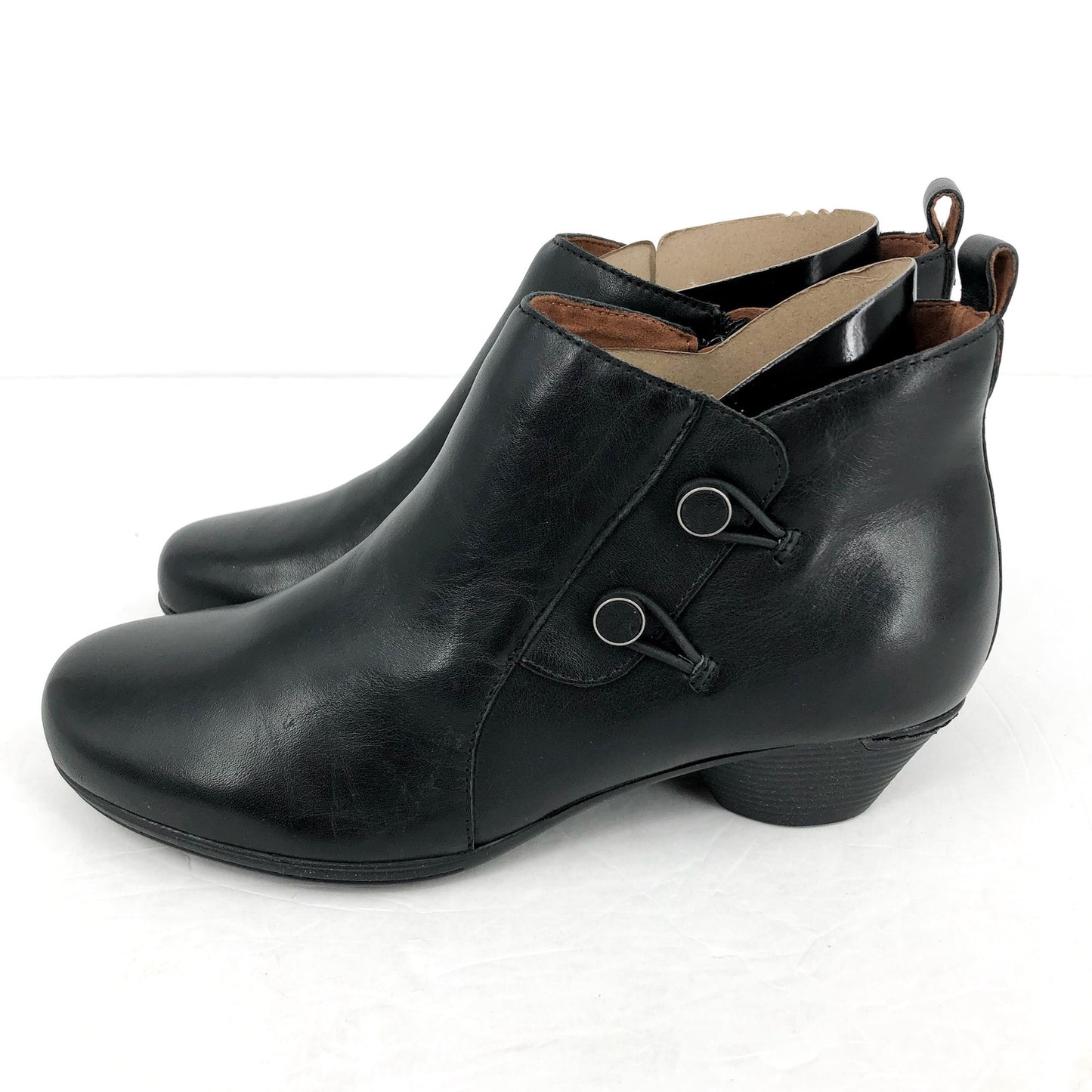 Cobb Hill Womens Larsa Ankle Bootie US 8 Wide EU 38.5 Black Leather NIB