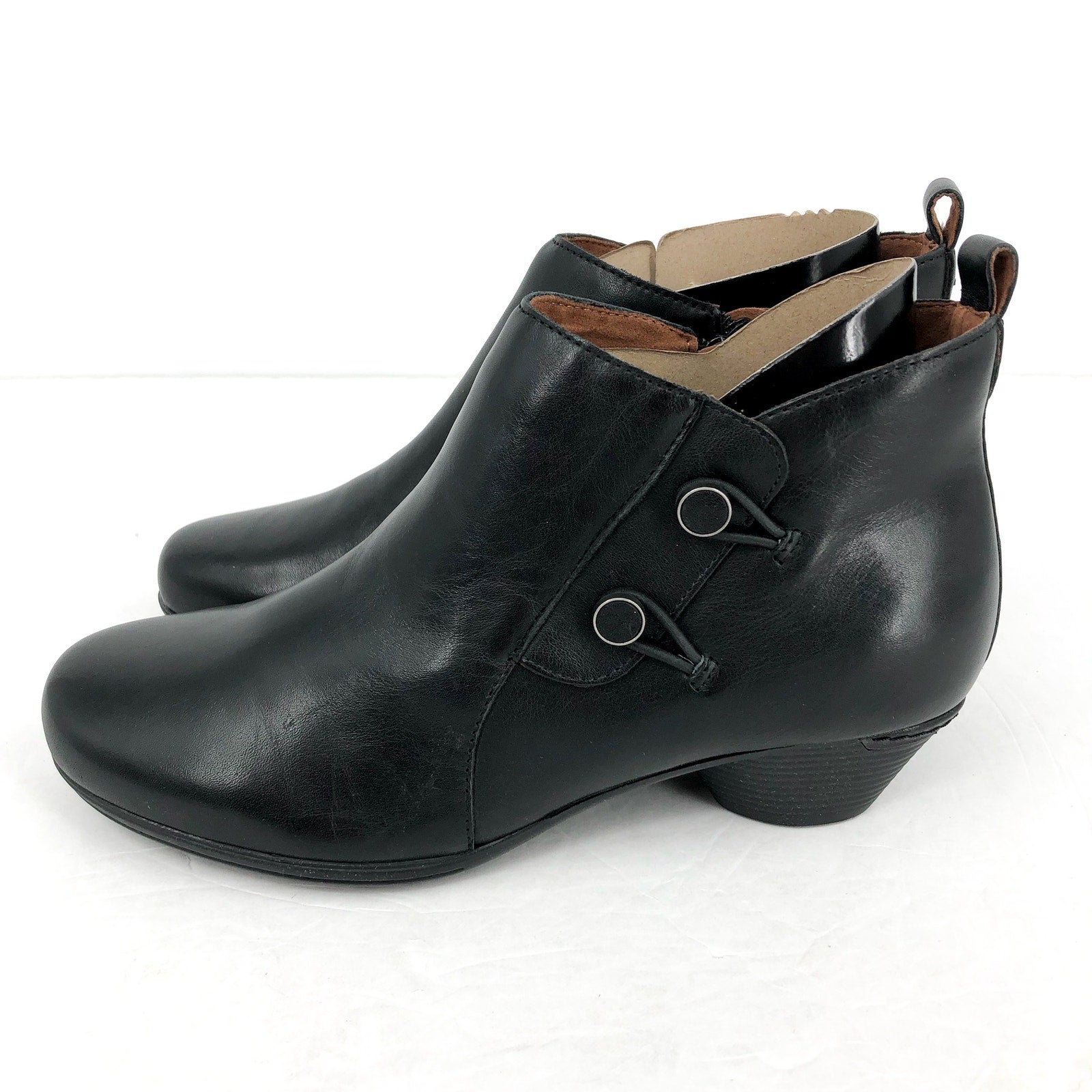 Cobb Hill Womens Larsa Ankle Bootie US 8 Wide EU 38.5 Black Leather NIB