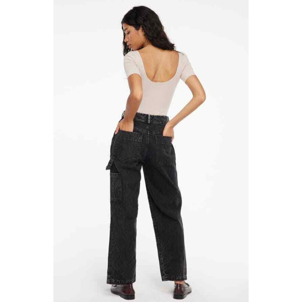 LACAUSA Women's Aiden Trouser Jeans Size 10 Black Mineral Wash Mid Rise NWT