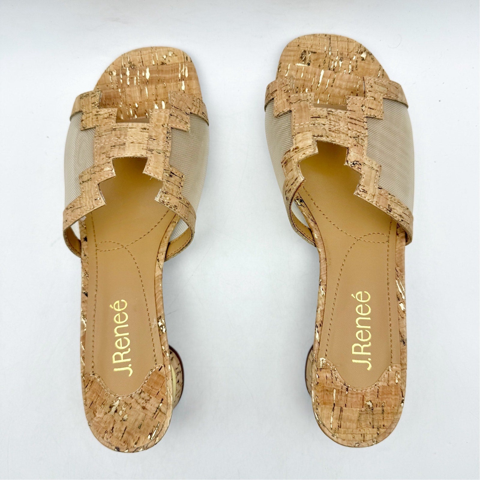 J. Renee Womens Amorra Heeled Sandals US 7.5 M Natural Gold NWOB