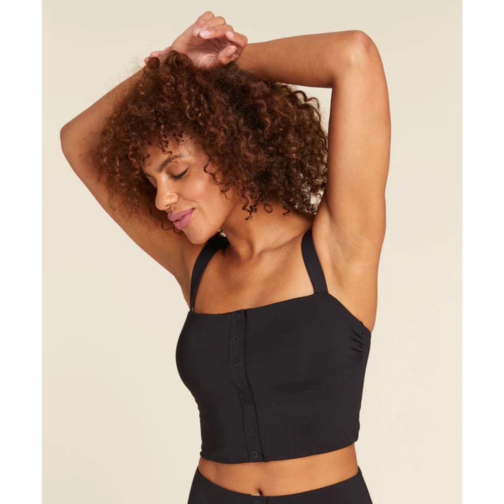 ANDIE SWIM Women's The Snap Tankini Top XL D Flat Black Square Neck NWT