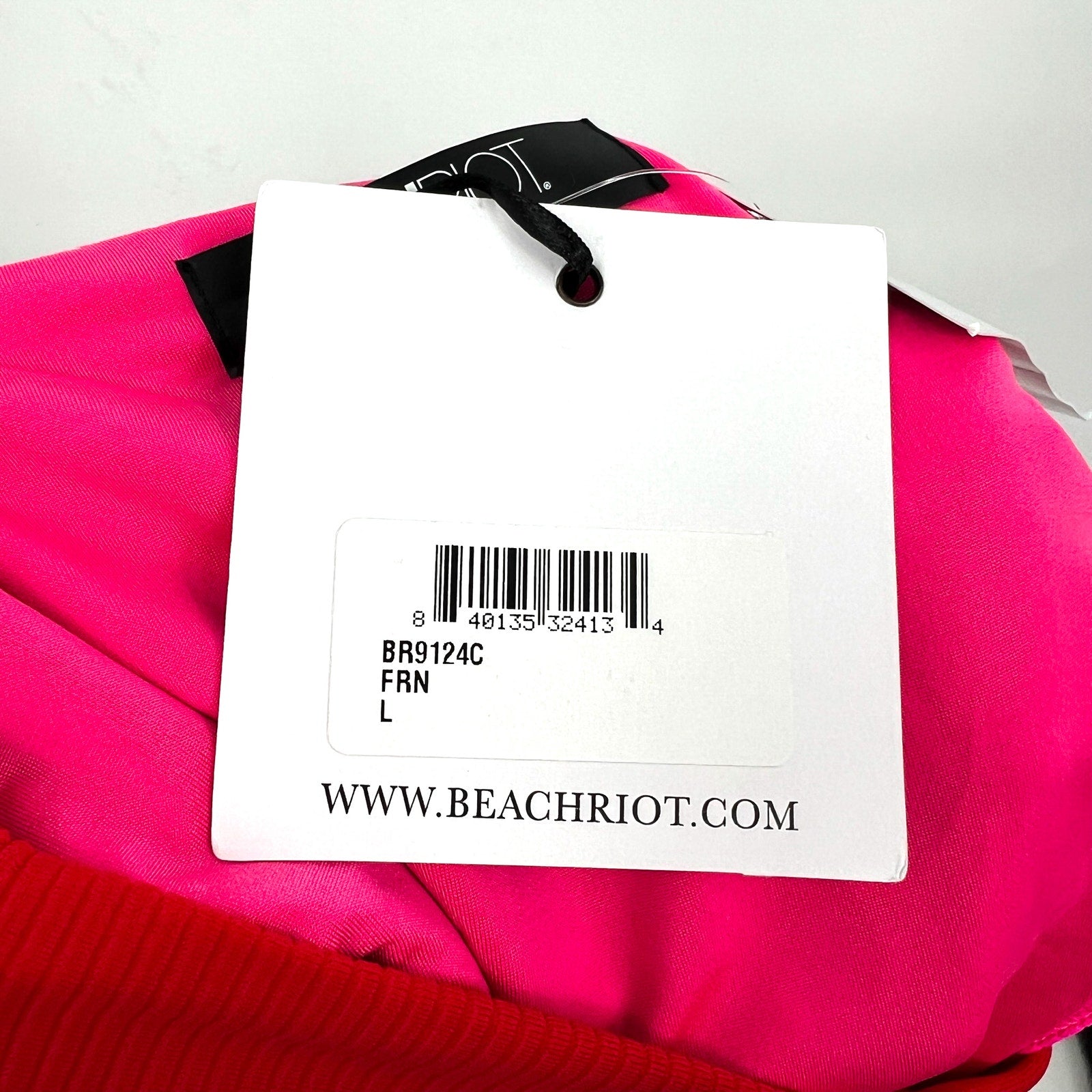 BEACH RIOT Emmy High Waist Bikini Bottom Large Fuchsia Red Neon Pink NWT
