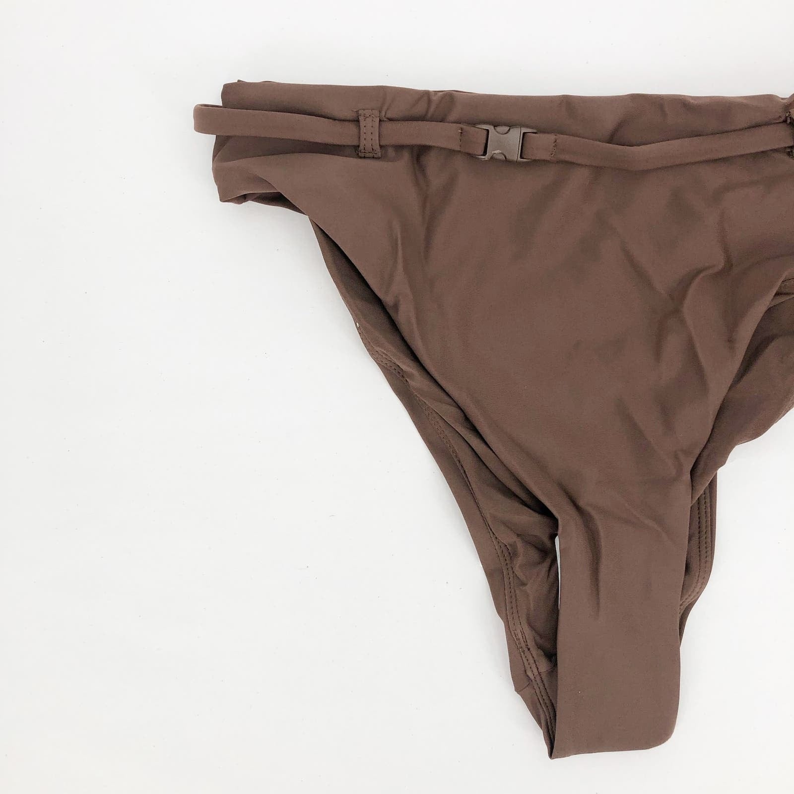 ANDIE SWIM Riviera High Waisted Bikini Bottom Medium Espresso Brown Belted NWT