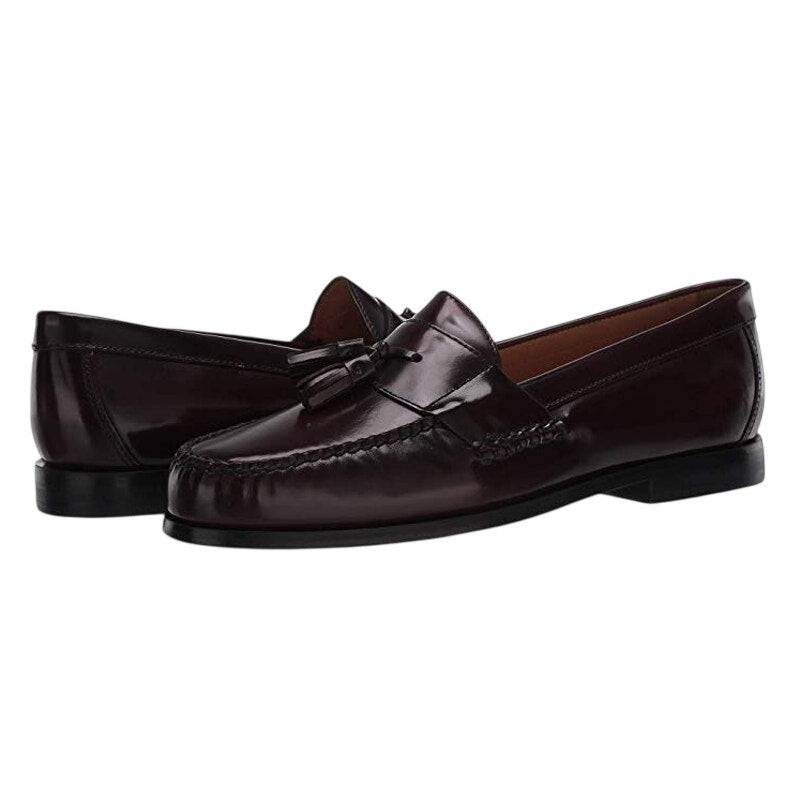 JOHNSTON & MURPHY Mens Hayes Tassel Loafer US 10 Wide EU 43 Burgundy Leather NIB