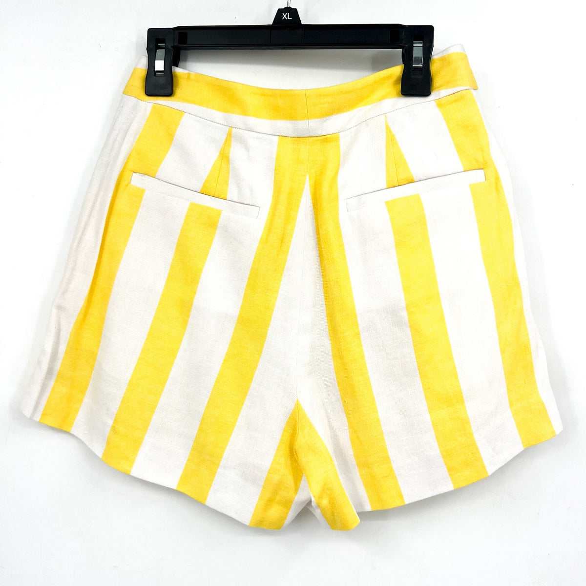 L'AGENCE Women's Vittoria Striped Linen-Cotton Shorts Size 0 Yellow White NWT