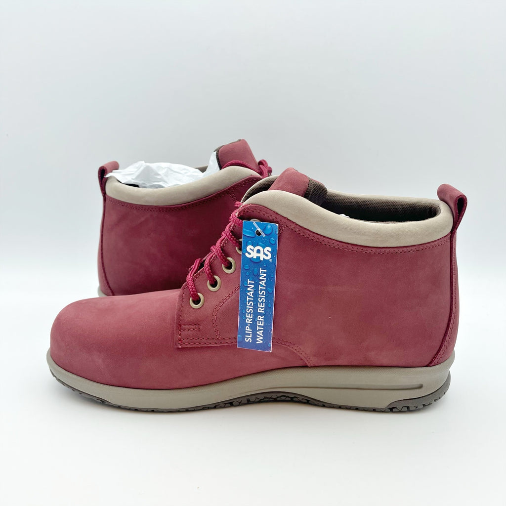 SAS Womens Gretchen Ankle Bootie US 6 WW EU 36.5 Red Leather Water Resistant NIB