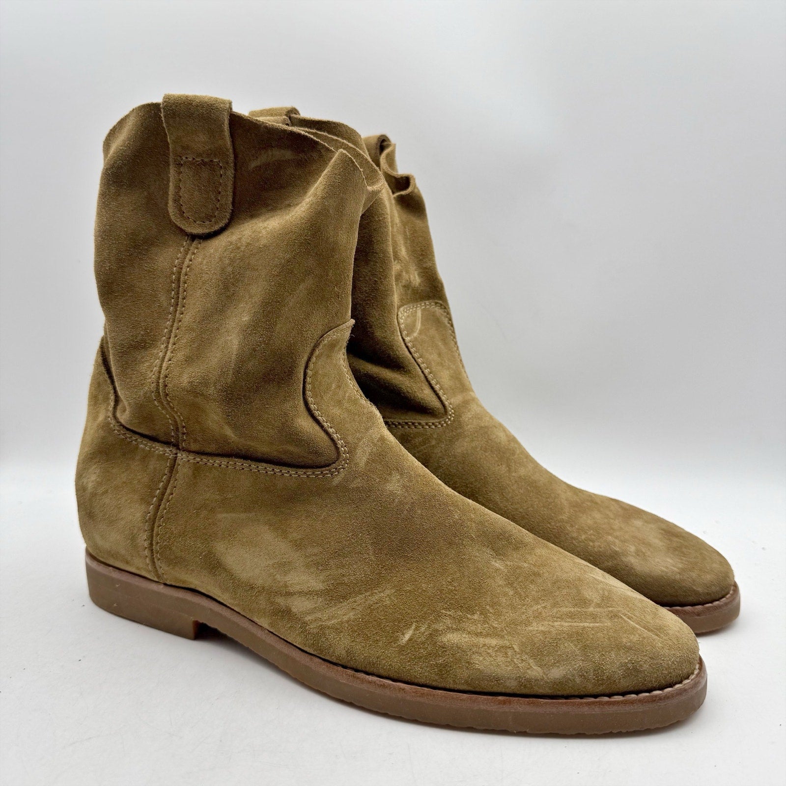 RE/DONE Womens 60s Camarguaise Ankle Boots EU 40 US 10 Olive Brown Suede NWOB