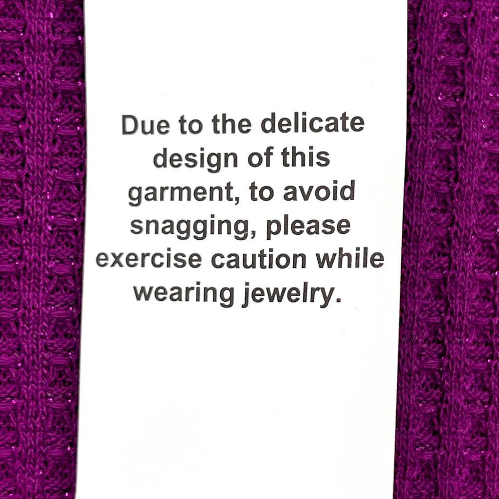LOGO LORI GOLDSTEIN Metallic Waffle Knit Top 1X Purple Long Sleeve NWOT
