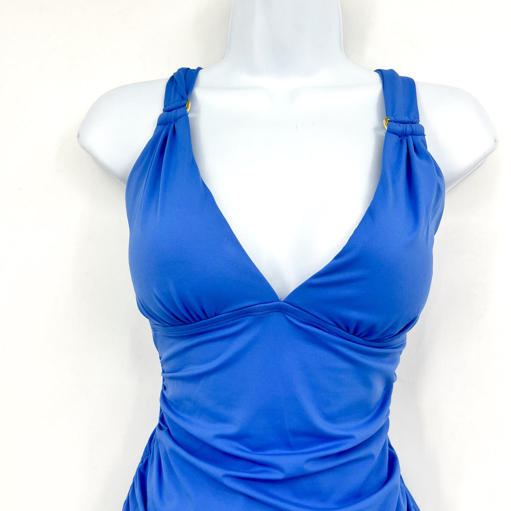 TOMMY BAHAMA Novelty Pearl Vneck One Piece Swimsuit Size 10 Paradiso Blue NWT