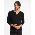 JOHN VARVATOS Men's Walden Henley Shirt Large Black Long Sleeve NWT